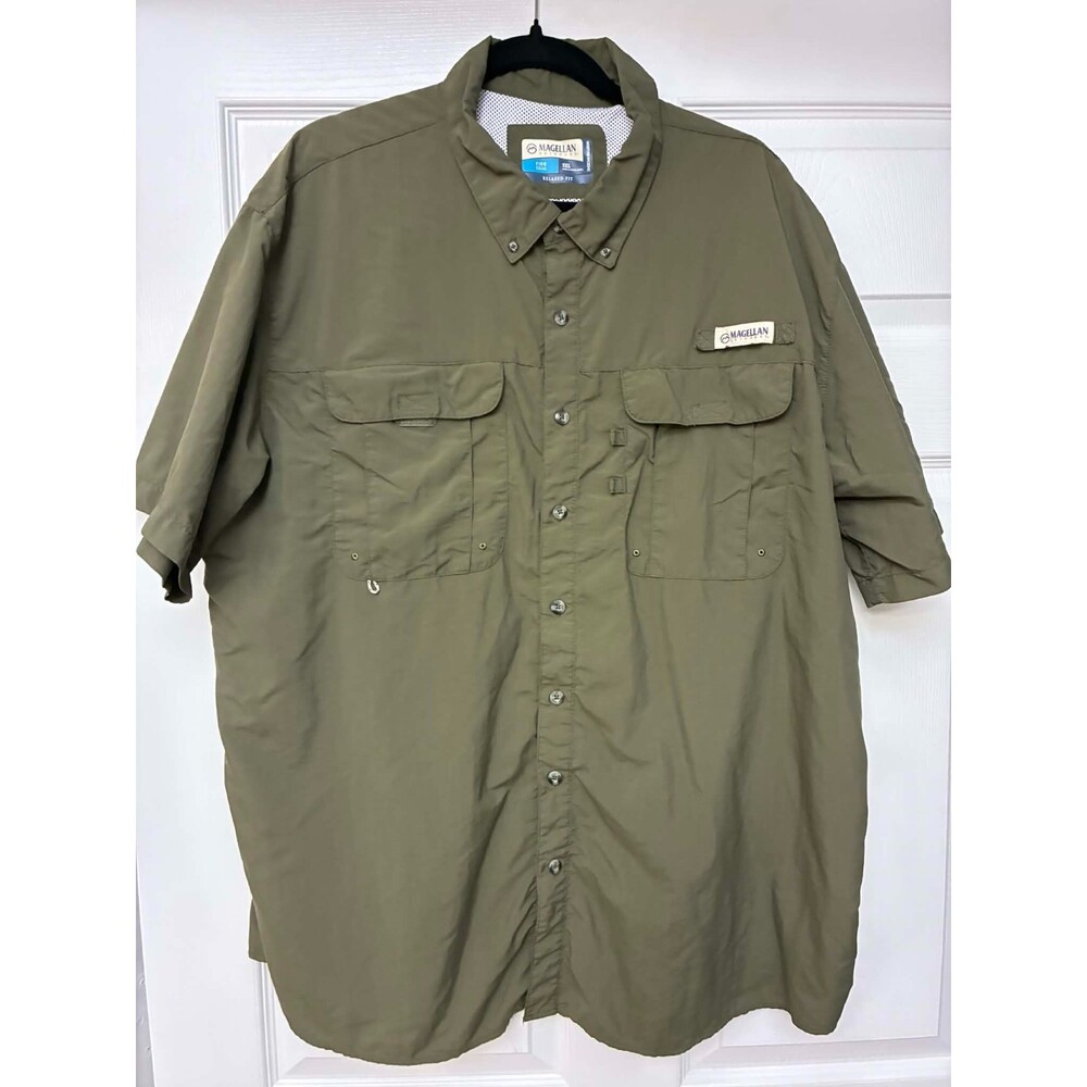 Magellan Outdoors Fish Gear Jacket Men's 2XL Olive Green Nylon Relaxed Fit Moist